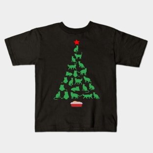 Cat Christmas Tree With Litter Box Kids T-Shirt